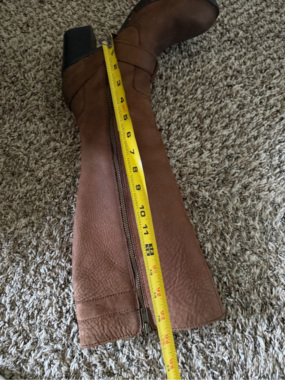 Born Cognac Leather Knee-High Heeled Boots with Buckle - Picture 8 of 9